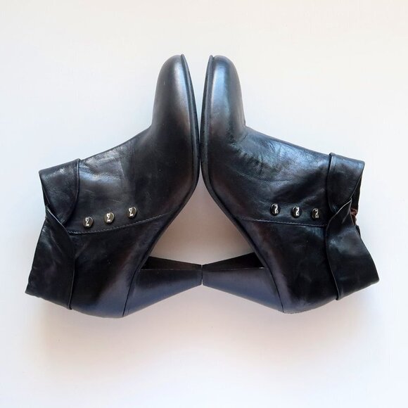 Nero Giardini Black Leather AlmondToe Tapered Sturdy Heel Ankle Boots Booties - Picture 14 of 16